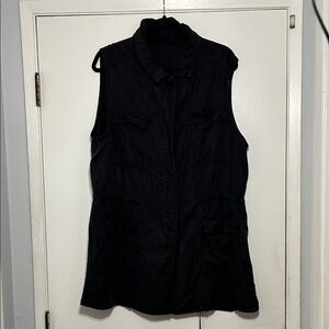 Buffalo David Bitton Sleeveless Black Button-Up Lightweight Vest Jacket